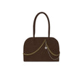 Handmade Brown Faux Suede Stainless Steel Chains Handbag/ Purse