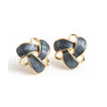 Gold Plated Blue Oil Enamel Knot Stud Earrings