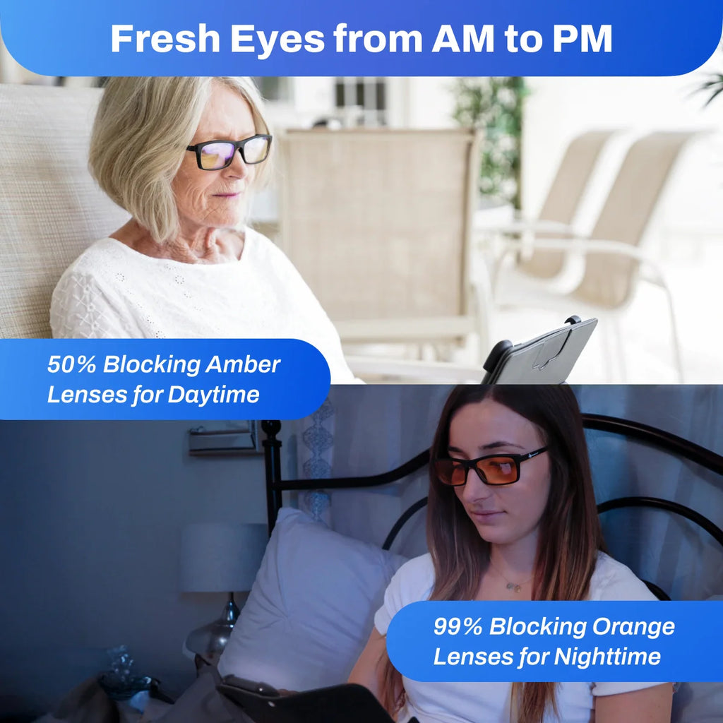 Versa Blue Light Blocking Glasses – with Interchangeable 50% and 99% Blocking Lenses