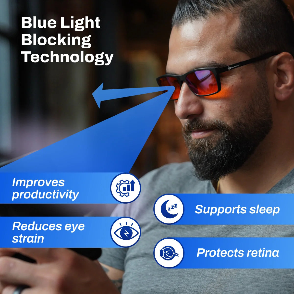 Versa Blue Light Blocking Glasses – with Interchangeable 50% and 99% Blocking Lenses