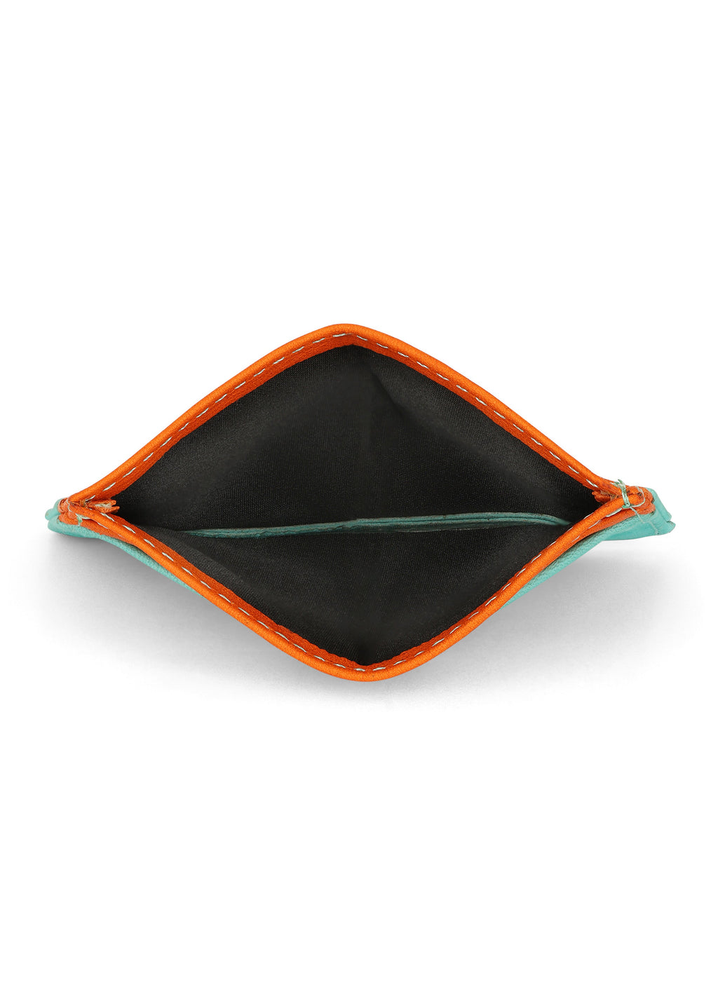Jaguar Leather Card Holder Wallet Orange and Mint