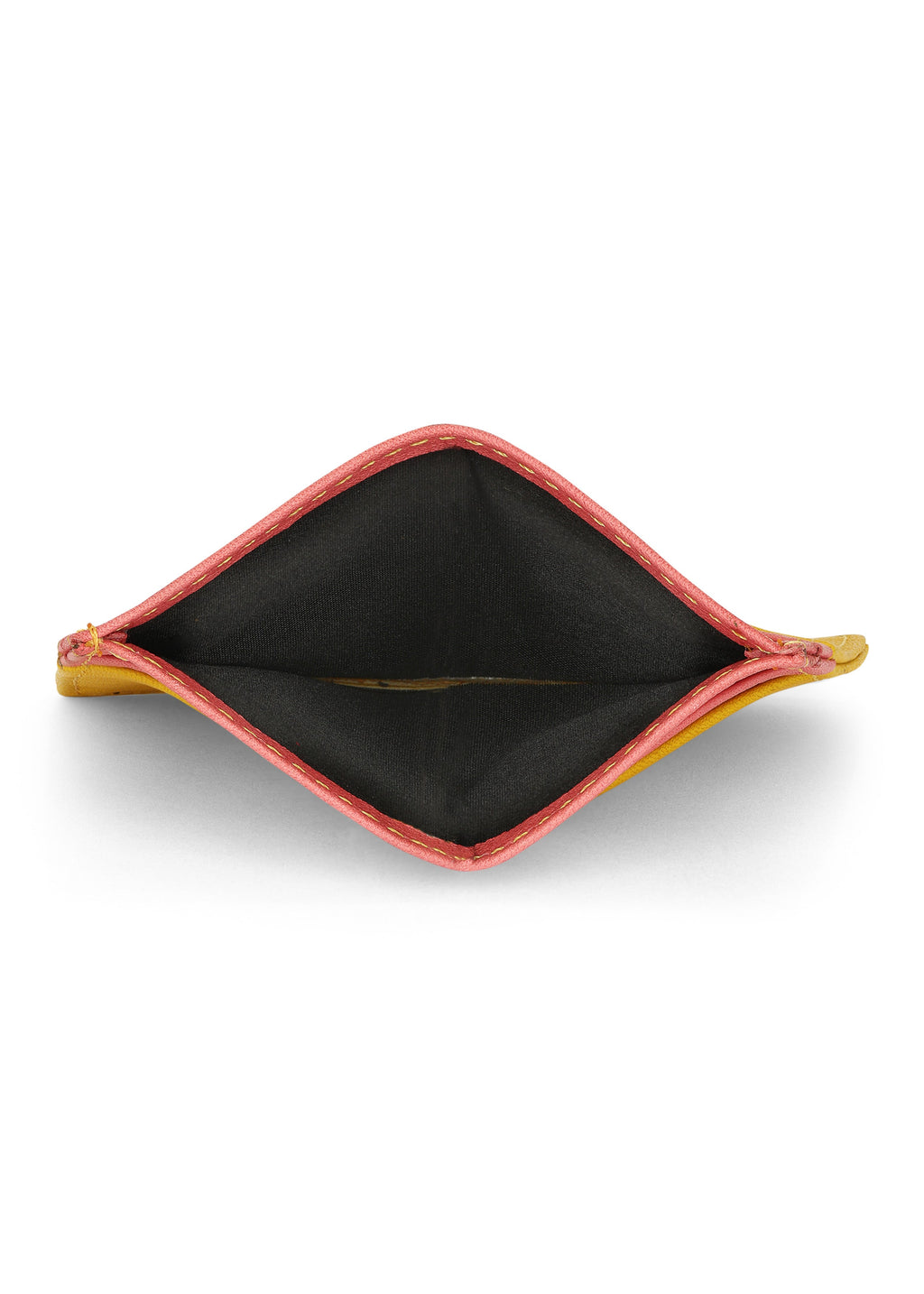 Jaguar Leather Card Holder Wallet Yellow and Pink