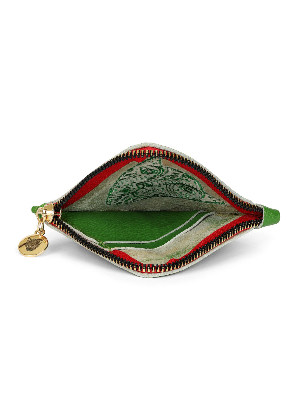 Jaguar Embroidered Zip Around Wallet Green