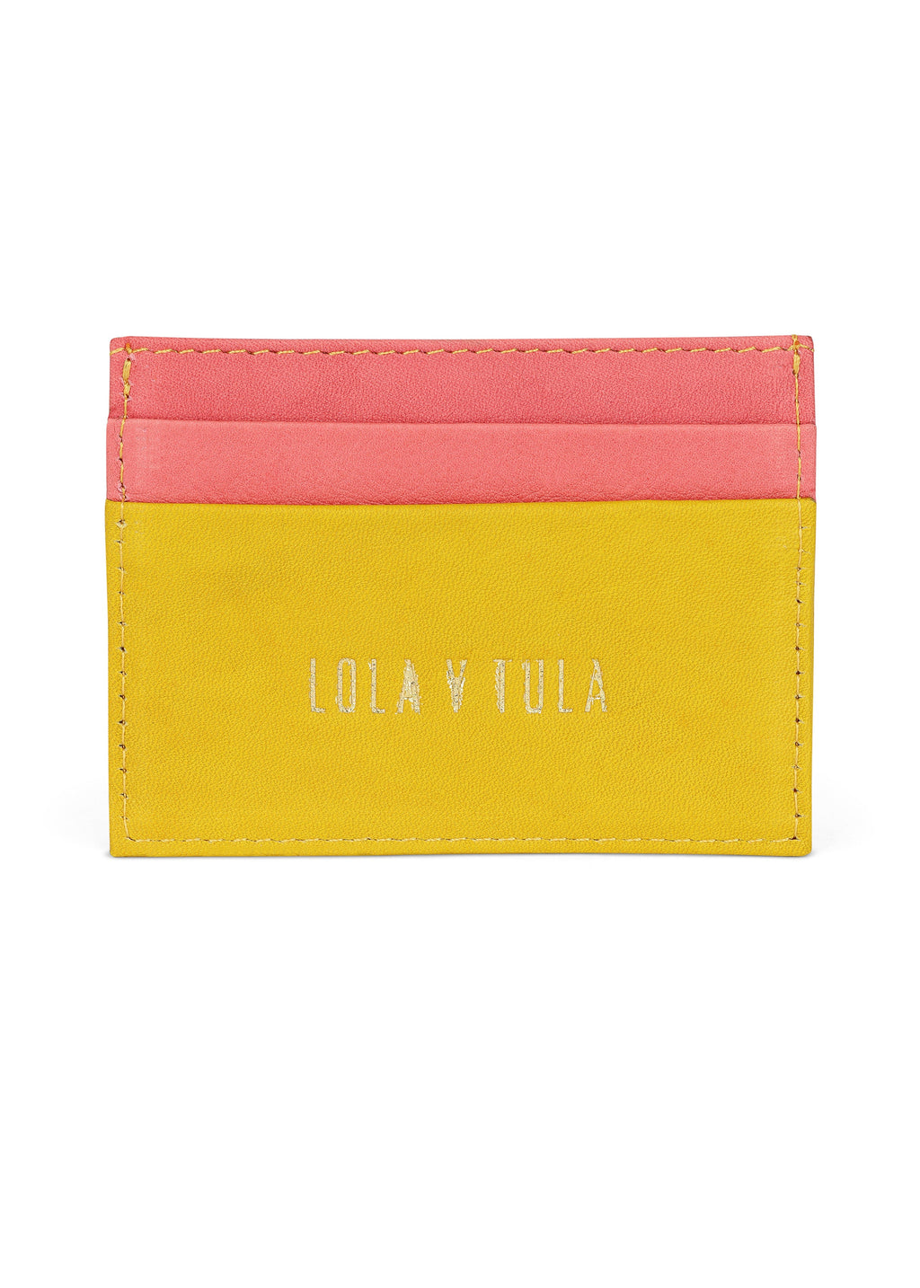 Jaguar Leather Card Holder Wallet Yellow and Pink