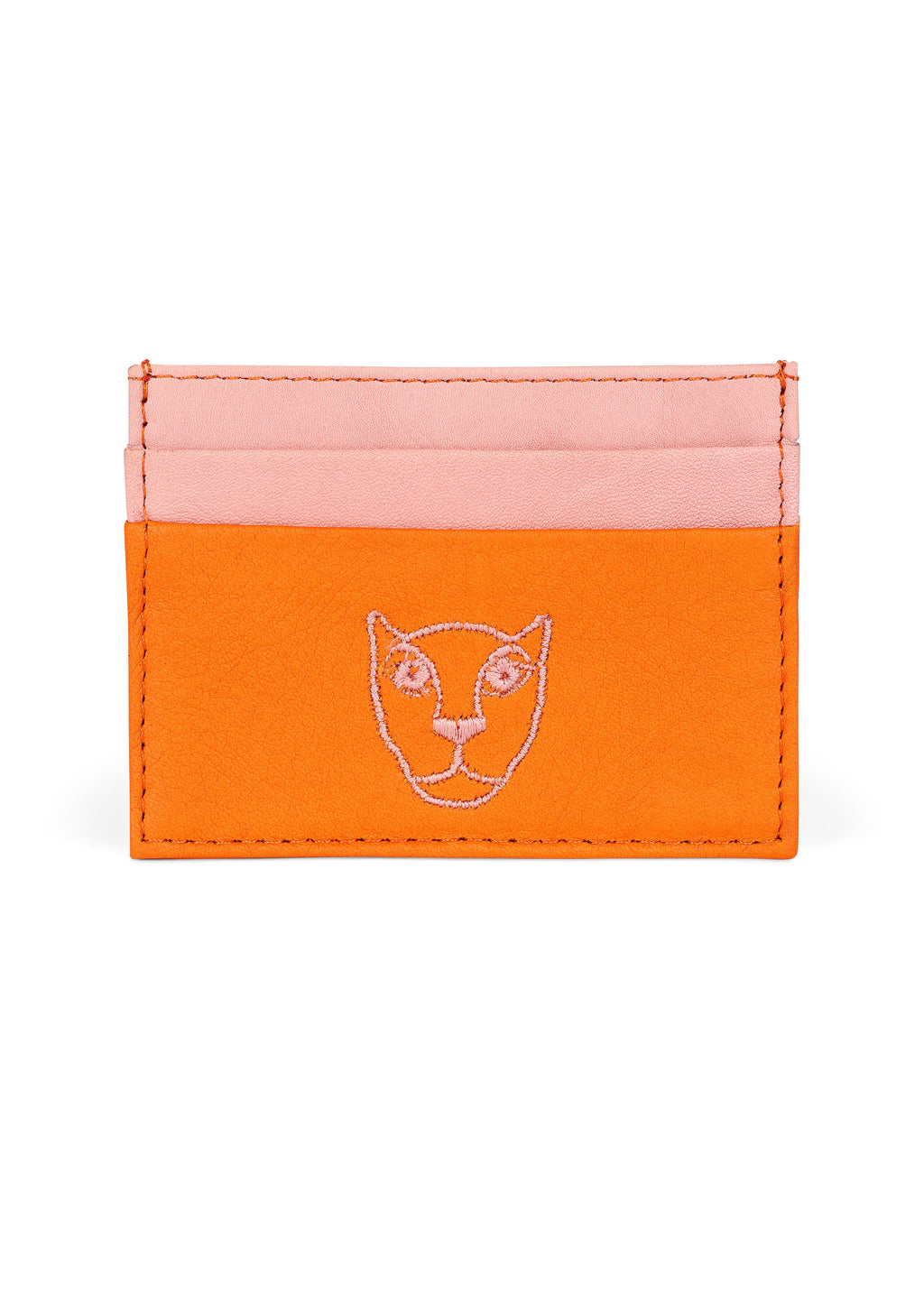 Jaguar Leather Card Holder Wallet Pink and Orange