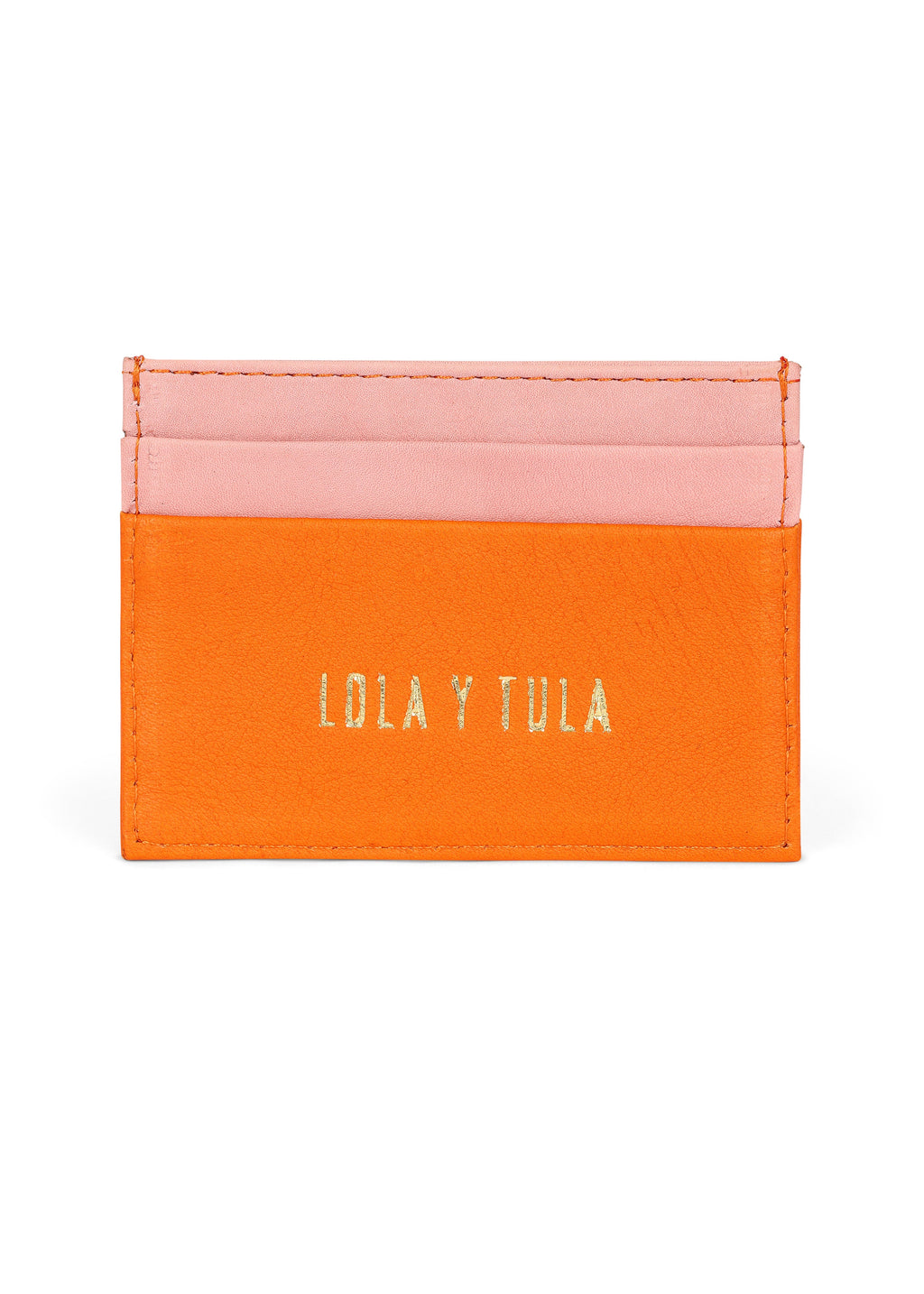 Jaguar Leather Card Holder Wallet Pink and Orange