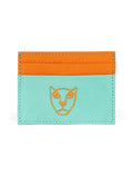 Jaguar Leather Card Holder Wallet Orange and Mint