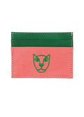 Jaguar Leather Card Holder Wallet Pink + Green