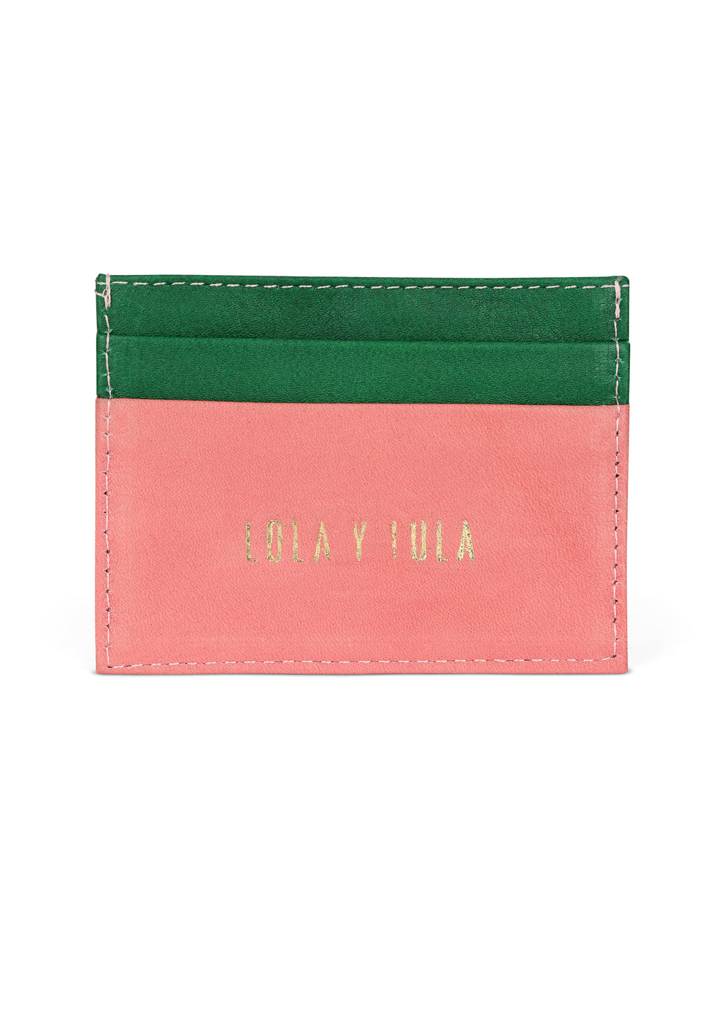 Jaguar Leather Card Holder Wallet Pink + Green