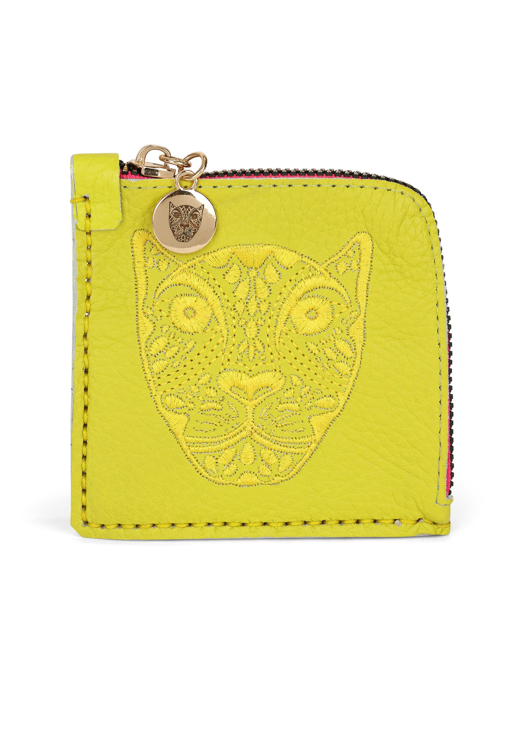 Jaguar Embroidered Zip Around Wallet Yellow