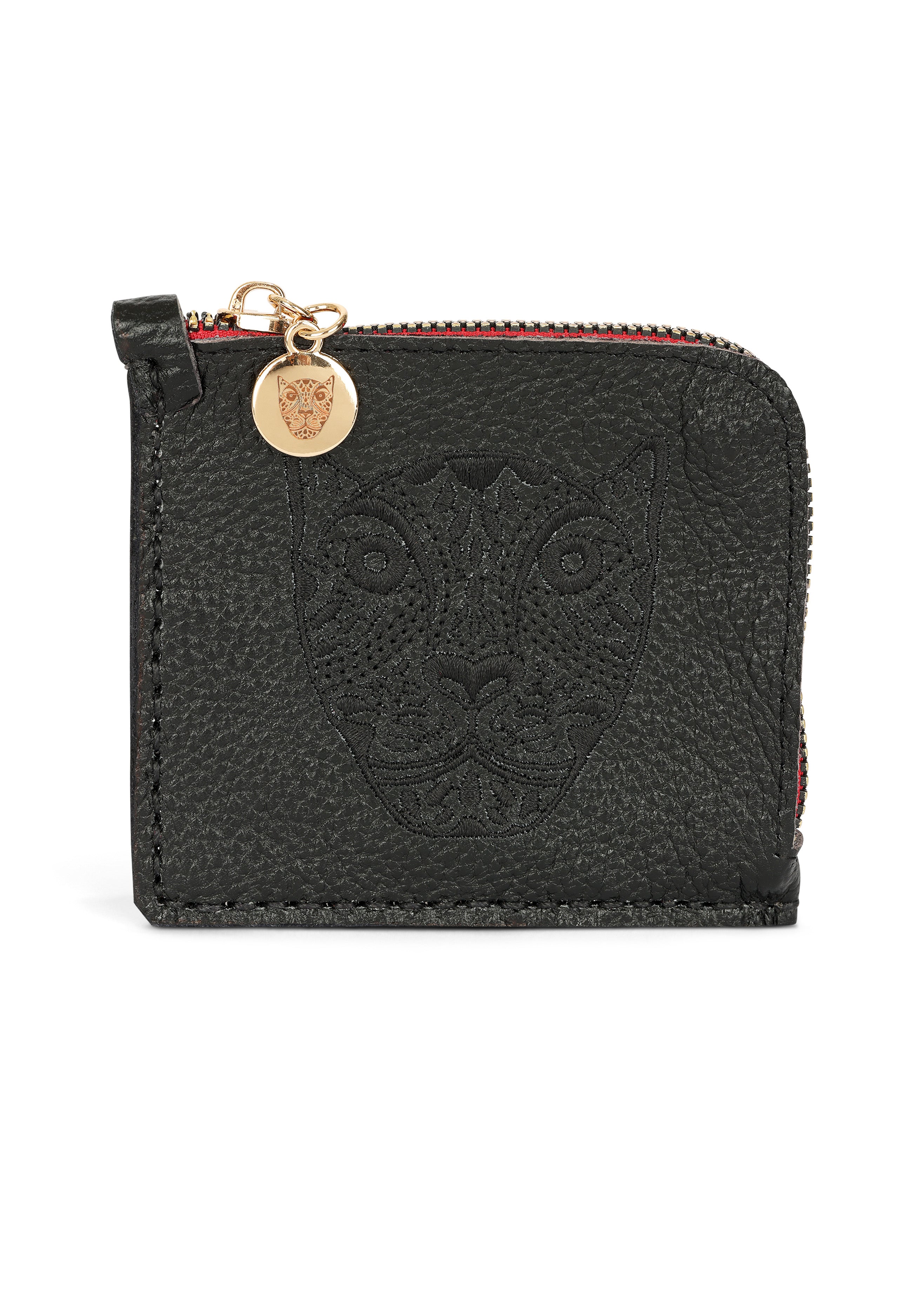 Jaguar Embroidered Zip Around Wallet Black