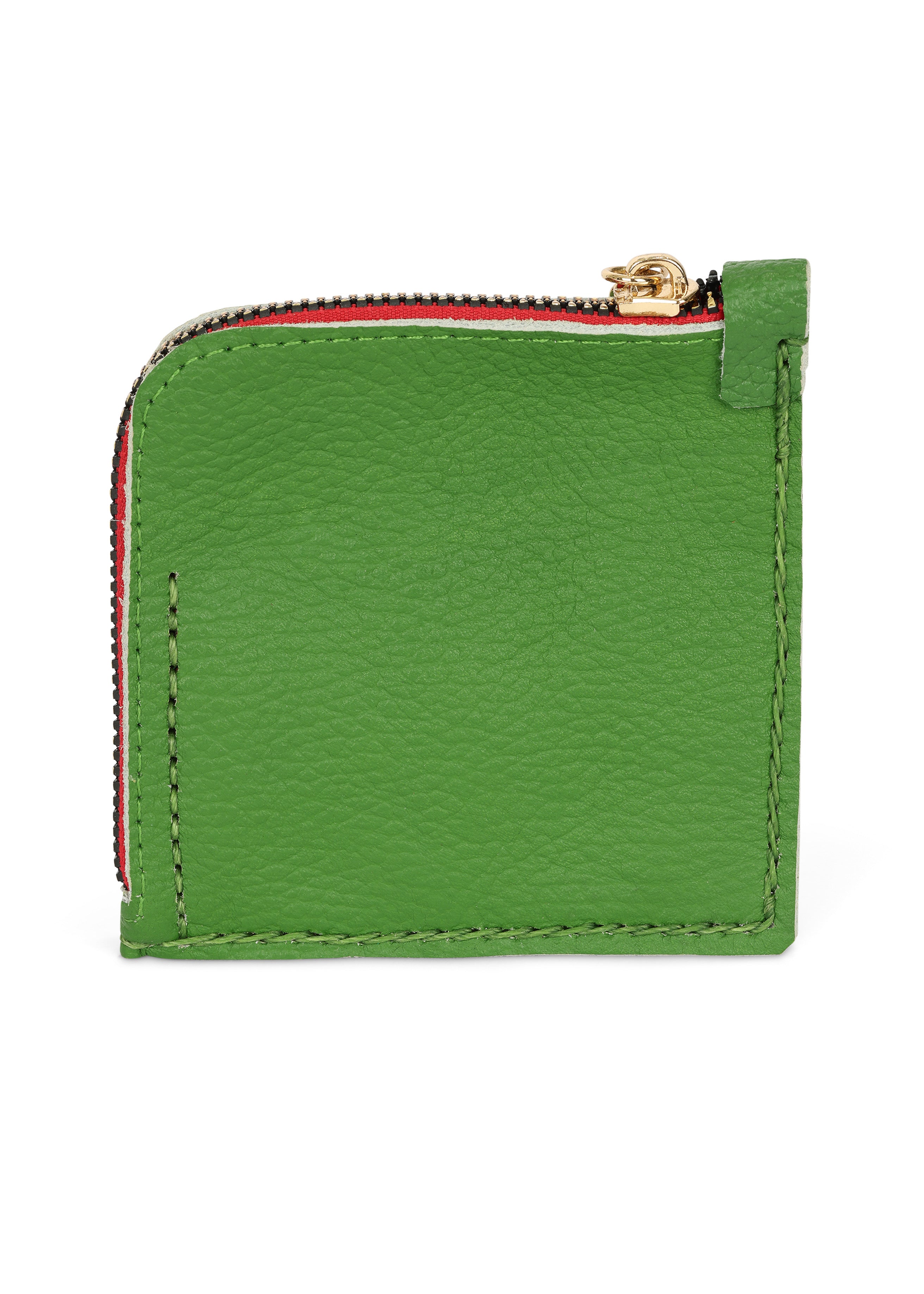 Jaguar Embroidered Zip Around Wallet Green