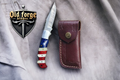 Premium Damascus Pocket Knife – US Flag Wood & Bone Handle