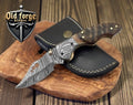 Handmade Damascus Pocket Knife – Ram Horn Handle Liner Lock