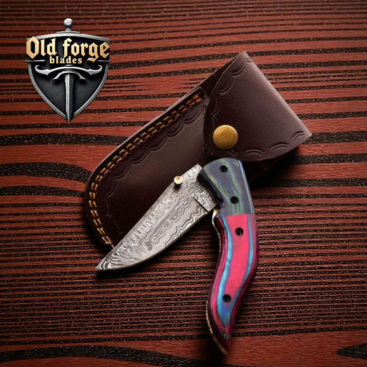 Premium Damascus Steel Everyday Carry Pocket Knife – Exotic Wood Handle