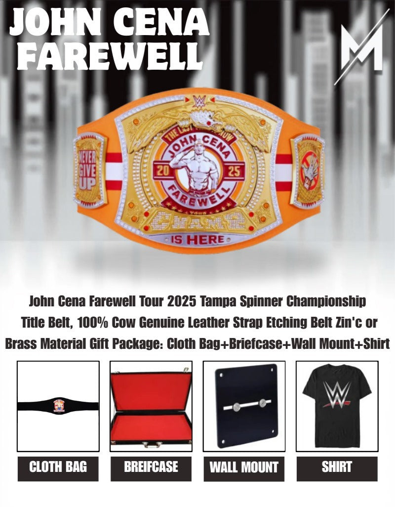 John Cena Farewell Tour 2025 Tampa Spinner Championship Replica Title Belt
