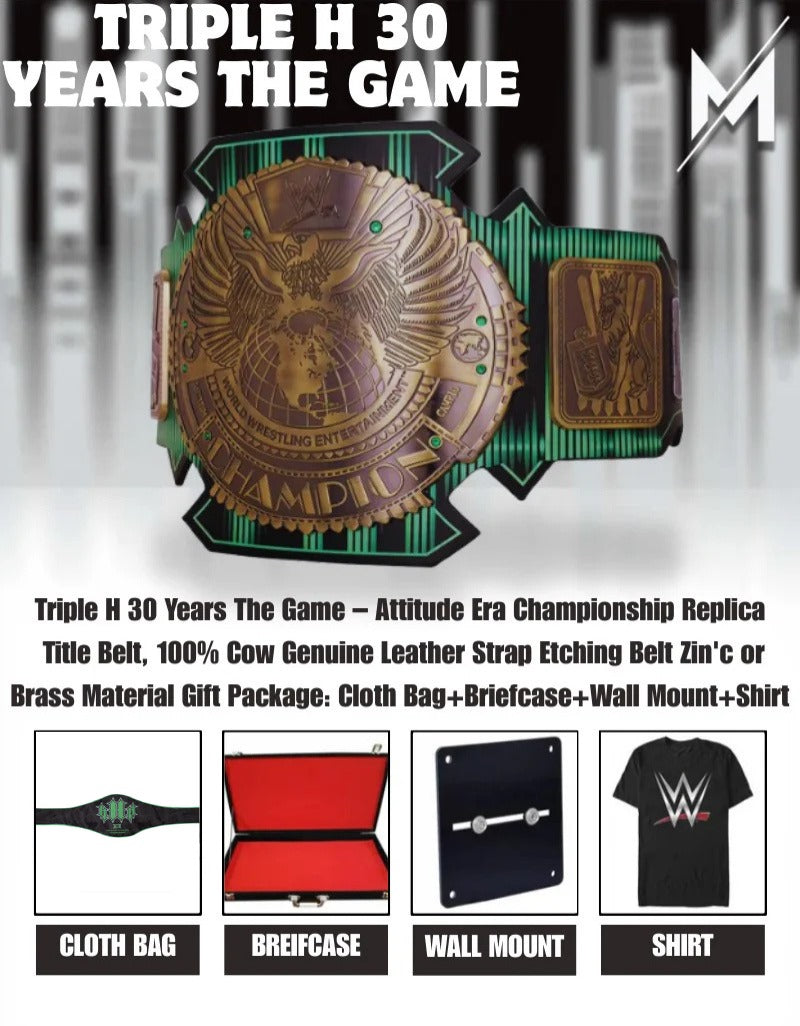 WWE Triple H 30 Years The Game Attitude Era Signature Series Title Replica Belt