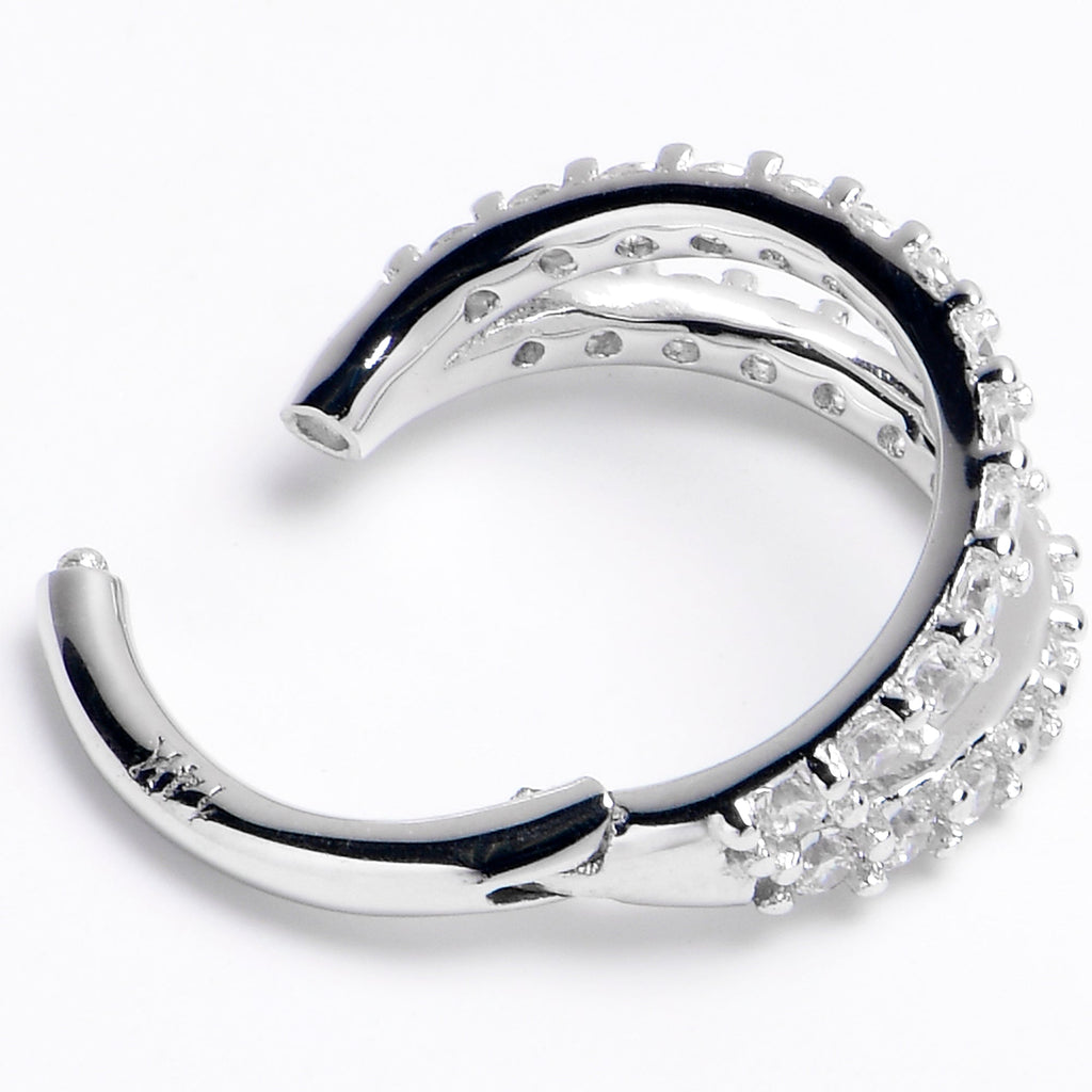 16G 5/16 Solid 14K White Gold Clear CZ Gem Hinged Segment Ring