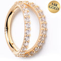 16G 5/16 Solid 14K Yellow Gold Clear CZ Gem Hinged Segment Ring