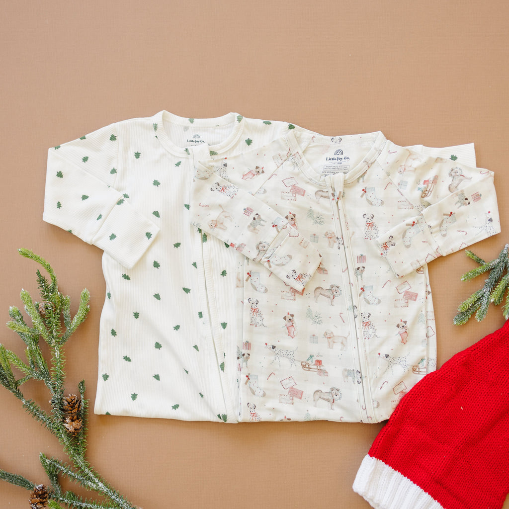 Tiny Trees Ribbed Bamboo Zippy Pajamas