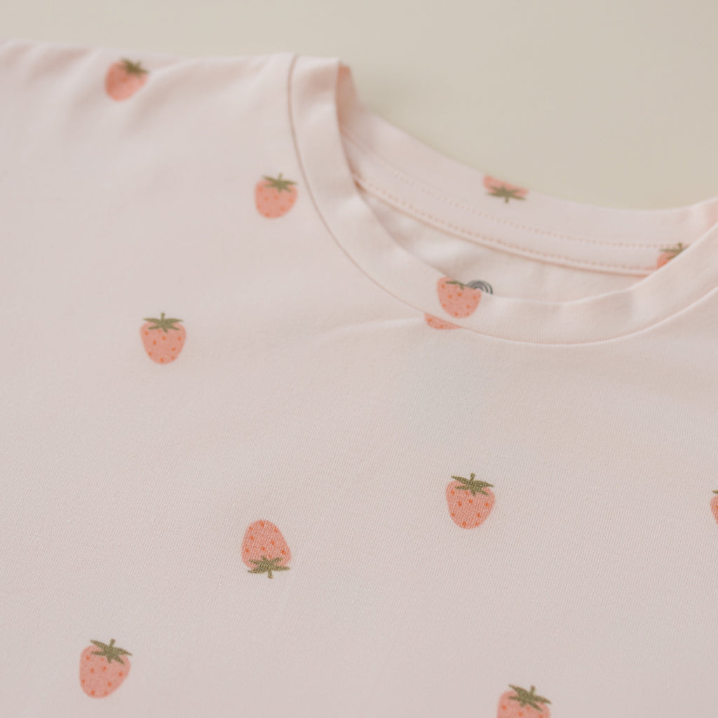 Organic Cotton Strawberry Print Shorts Set