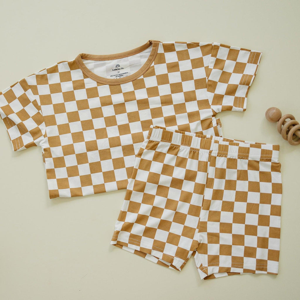 Golden Coast Check 2pc Bamboo Lounge Set *6M & 4T left