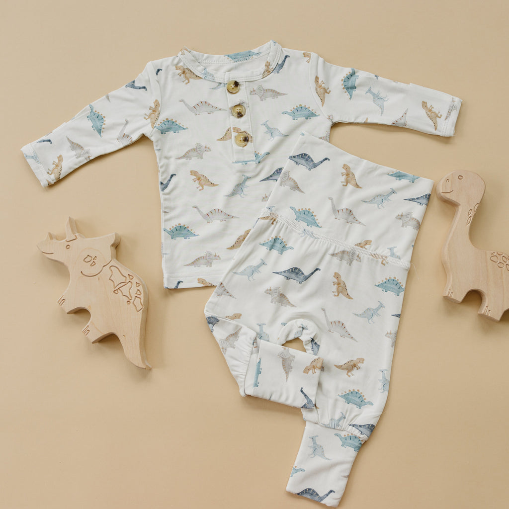 Snugglesaurus 2pc Henley Bamboo Pajamas - Sizes Newborn & Up!