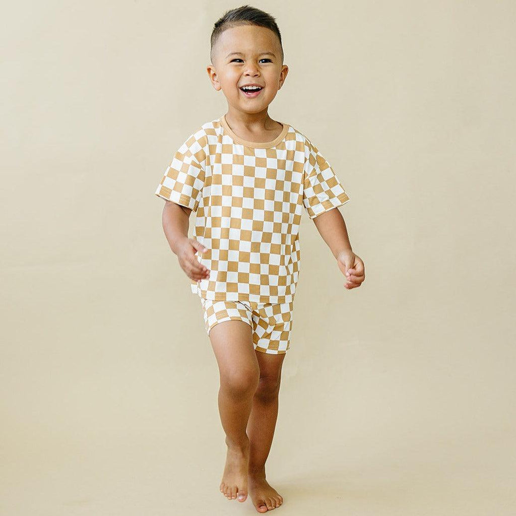 Golden Coast Check 2pc Bamboo Lounge Set *6M & 4T left