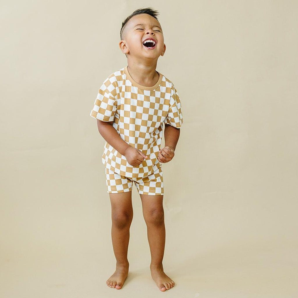 Golden Coast Check 2pc Bamboo Lounge Set *6M & 4T left