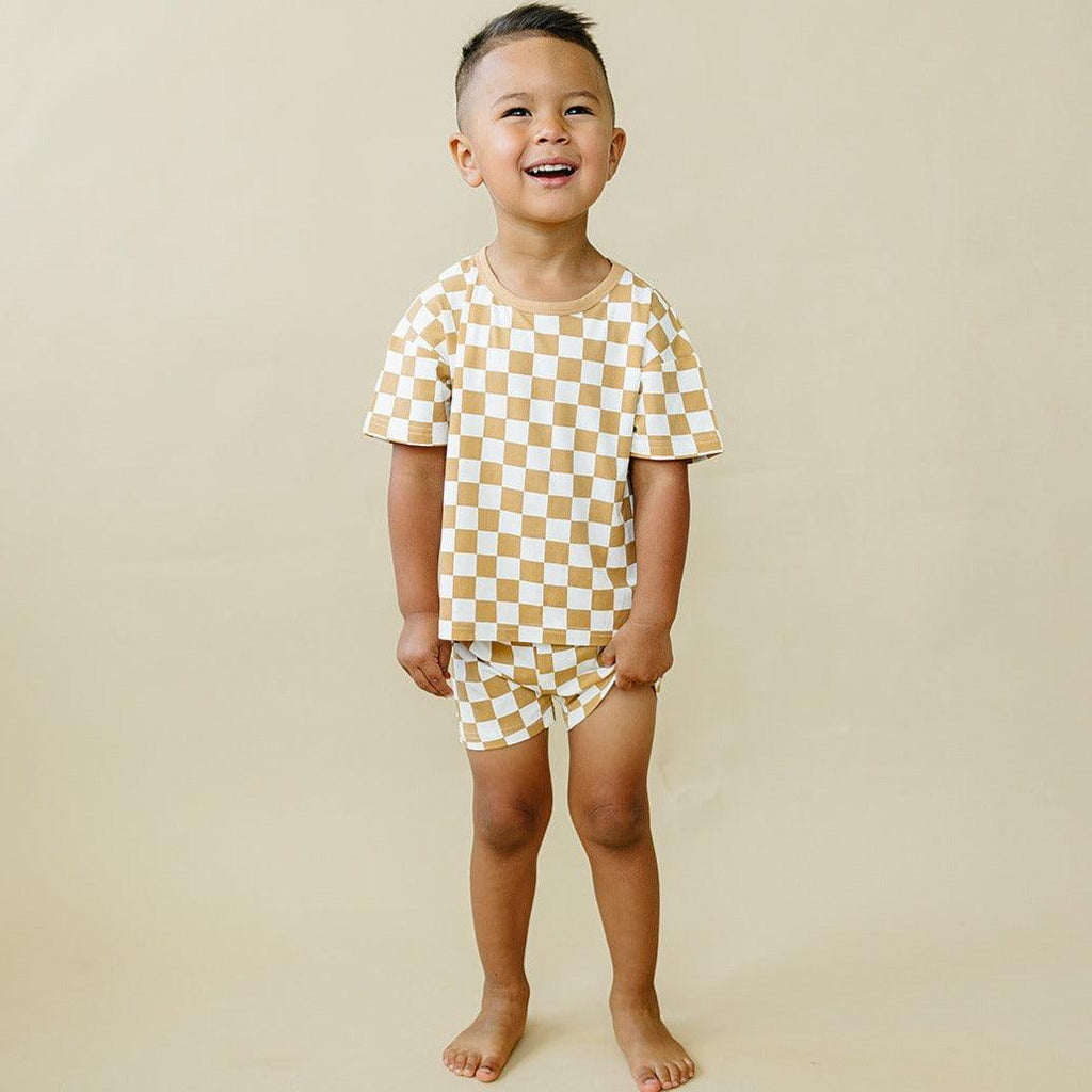 Golden Coast Check 2pc Bamboo Lounge Set *6M & 4T left