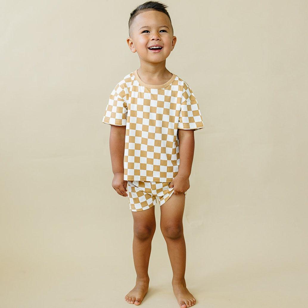 Golden Coast Check 2pc Bamboo Lounge Set *6M & 4T left