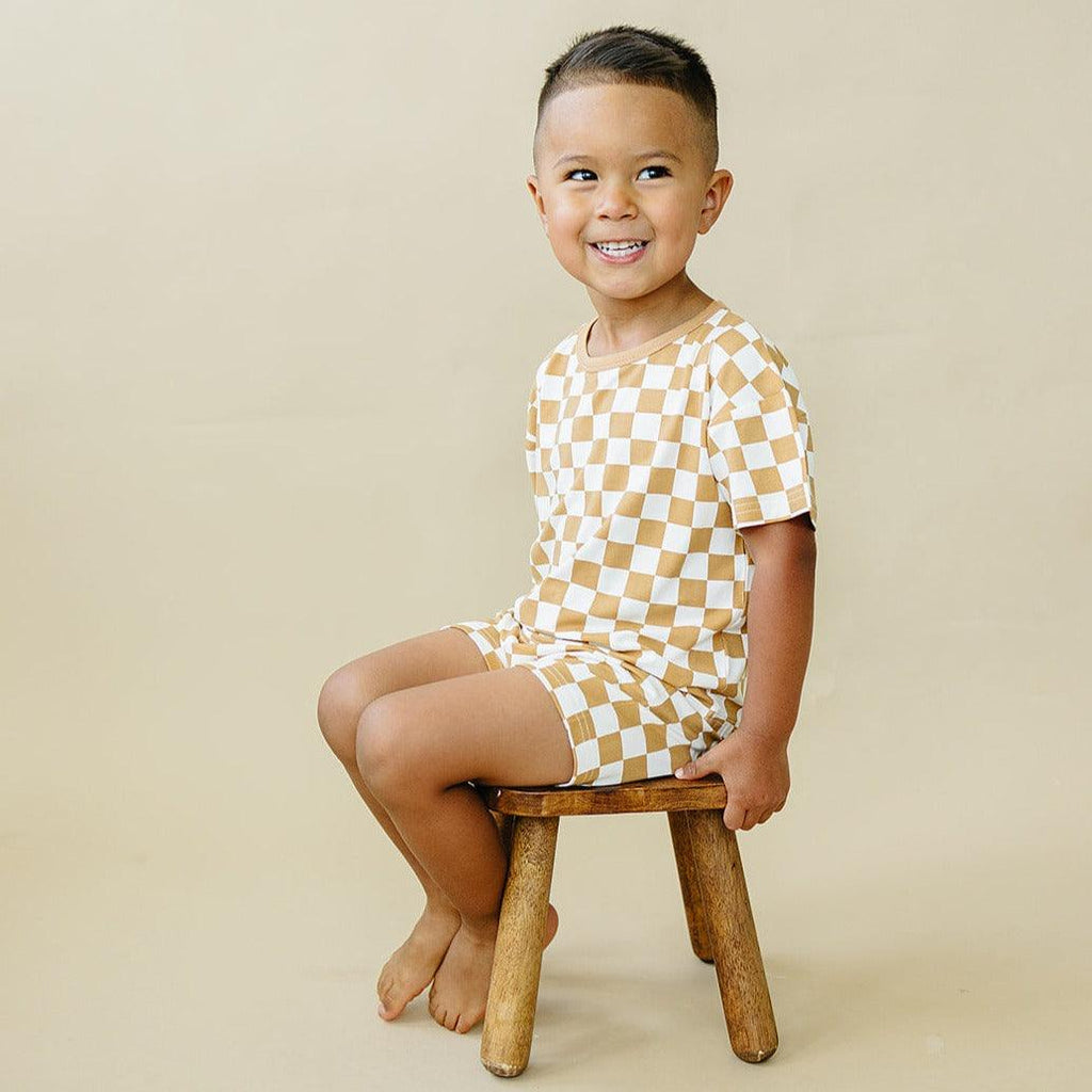 Golden Coast Check 2pc Bamboo Lounge Set *6M & 4T left