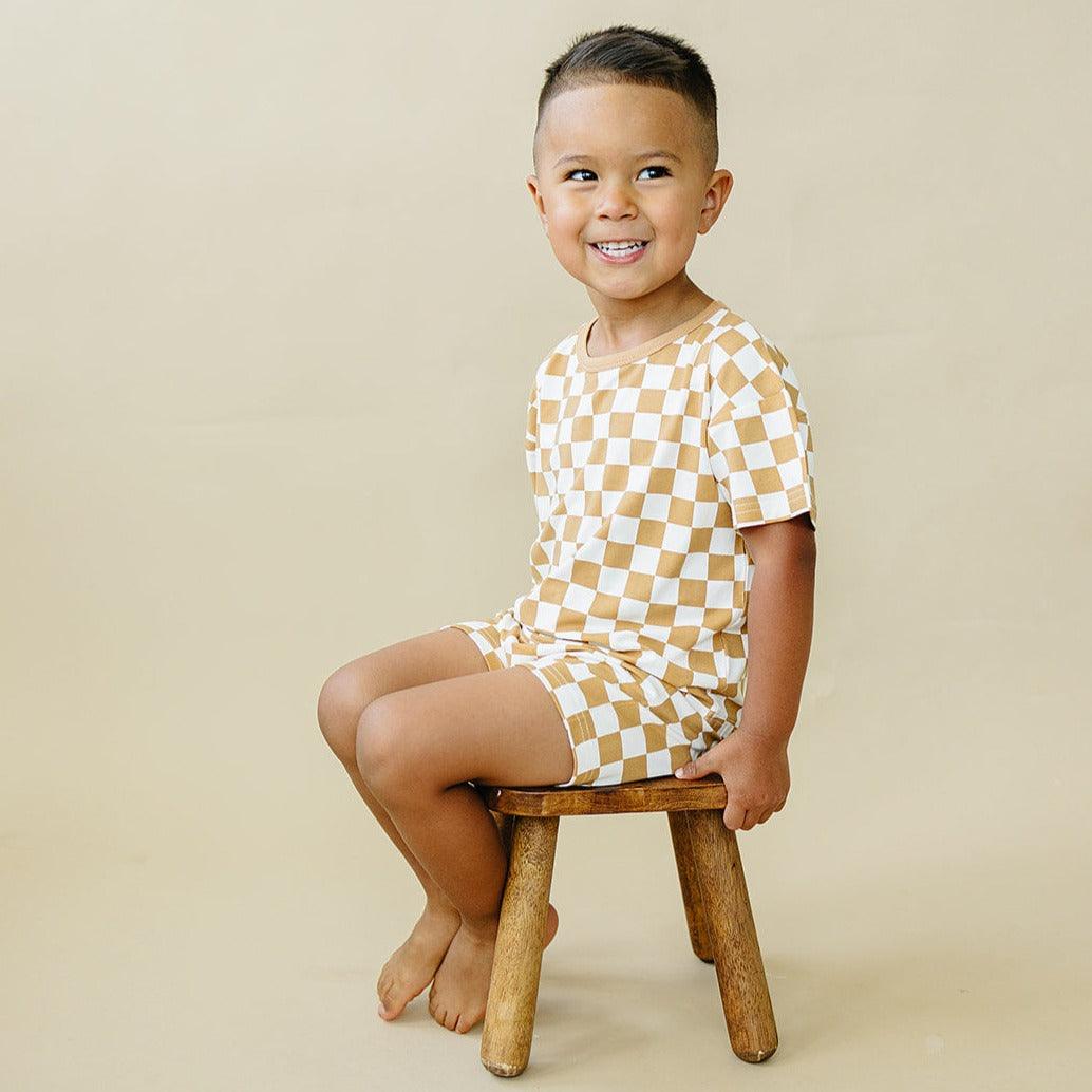 Golden Coast Check 2pc Bamboo Lounge Set *6M & 4T left