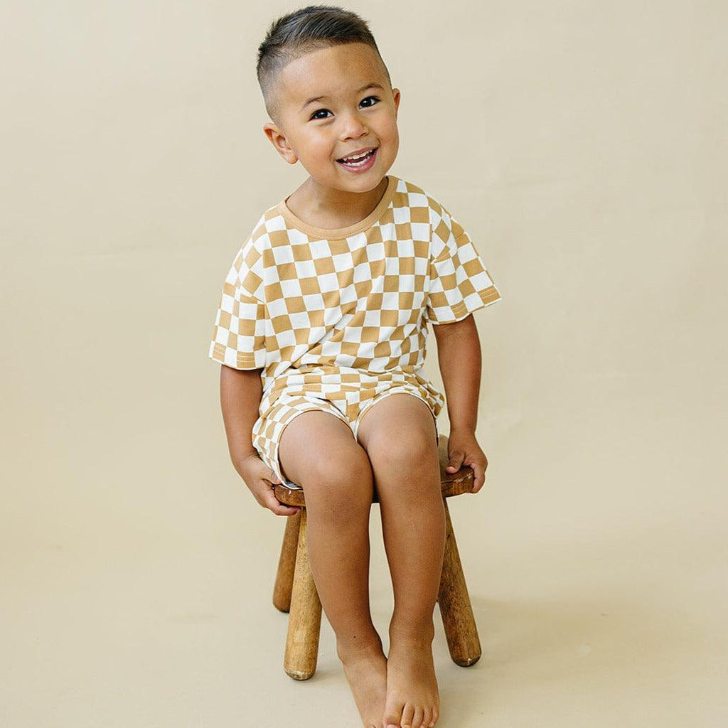 Golden Coast Check 2pc Bamboo Lounge Set *6M & 4T left