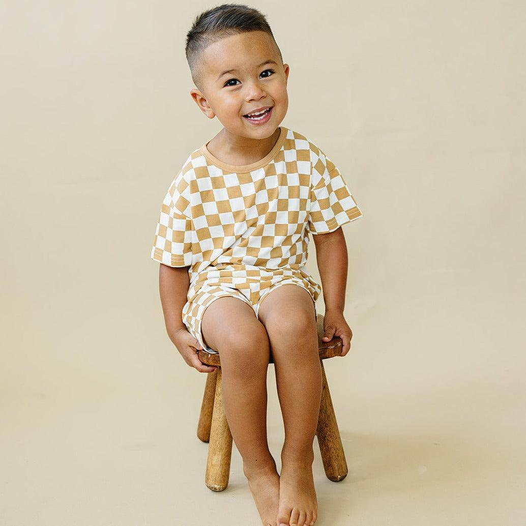 Golden Coast Check 2pc Bamboo Lounge Set *6M & 4T left