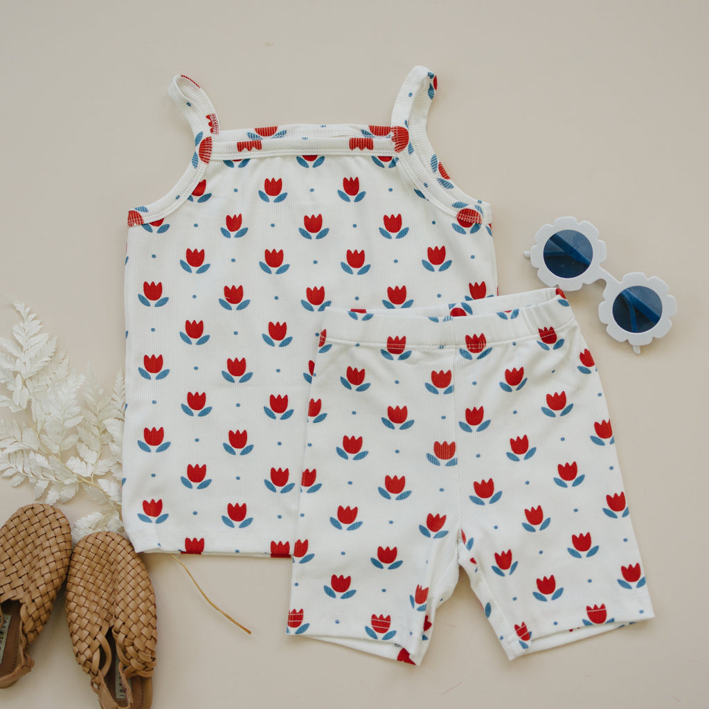 Red White & Blue Tulip Ribbed Bamboo 2pc Tank Set *Sizes 4T-6 left