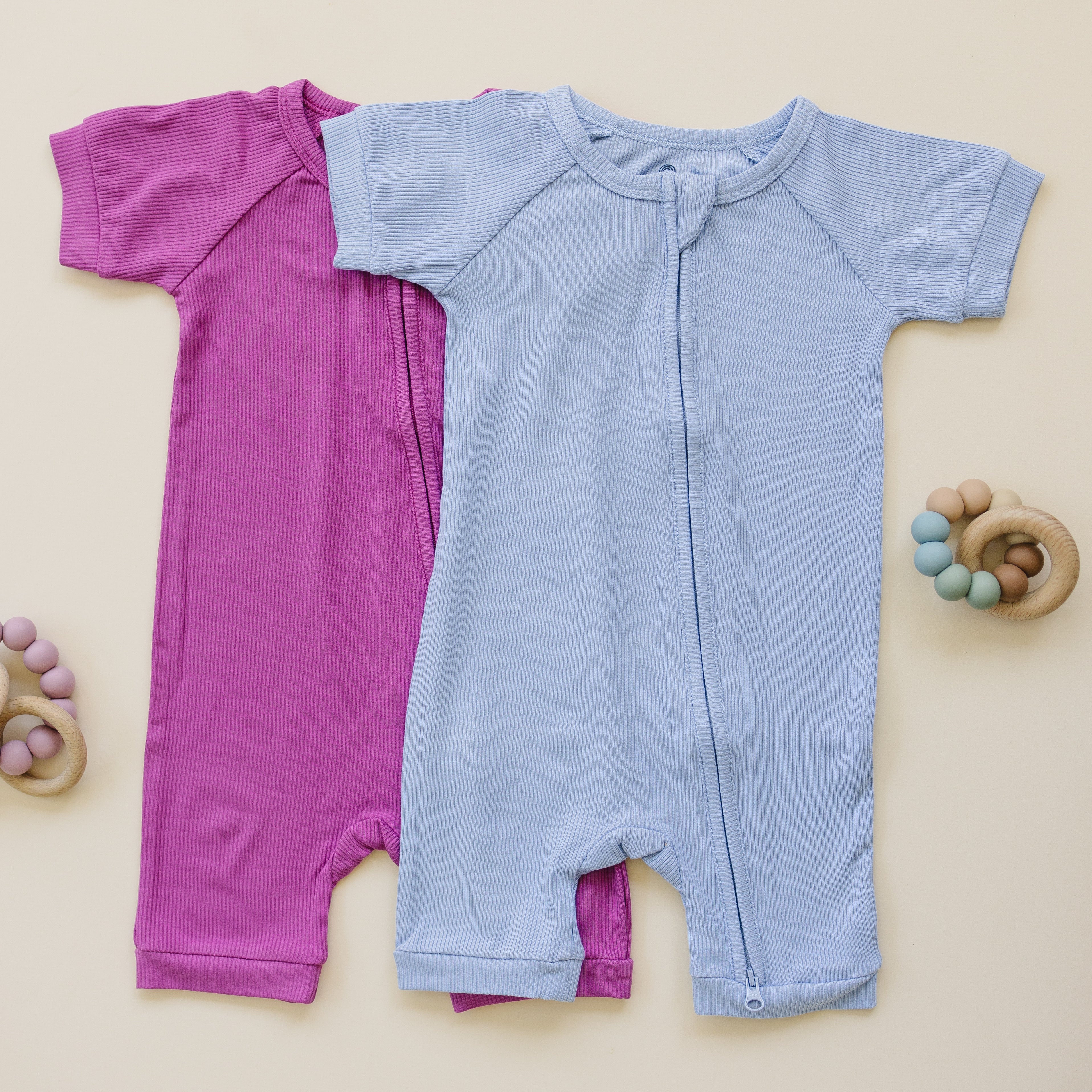Solid Ribbed Bamboo Shorty Romper (0-3m to 4T)  - more colors