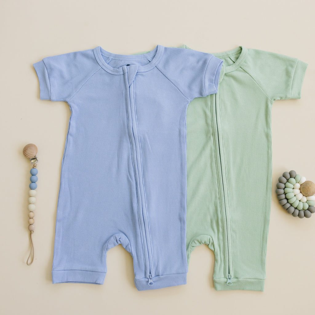 Solid Ribbed Bamboo Shorty Romper (0-3m to 4T)  - more colors