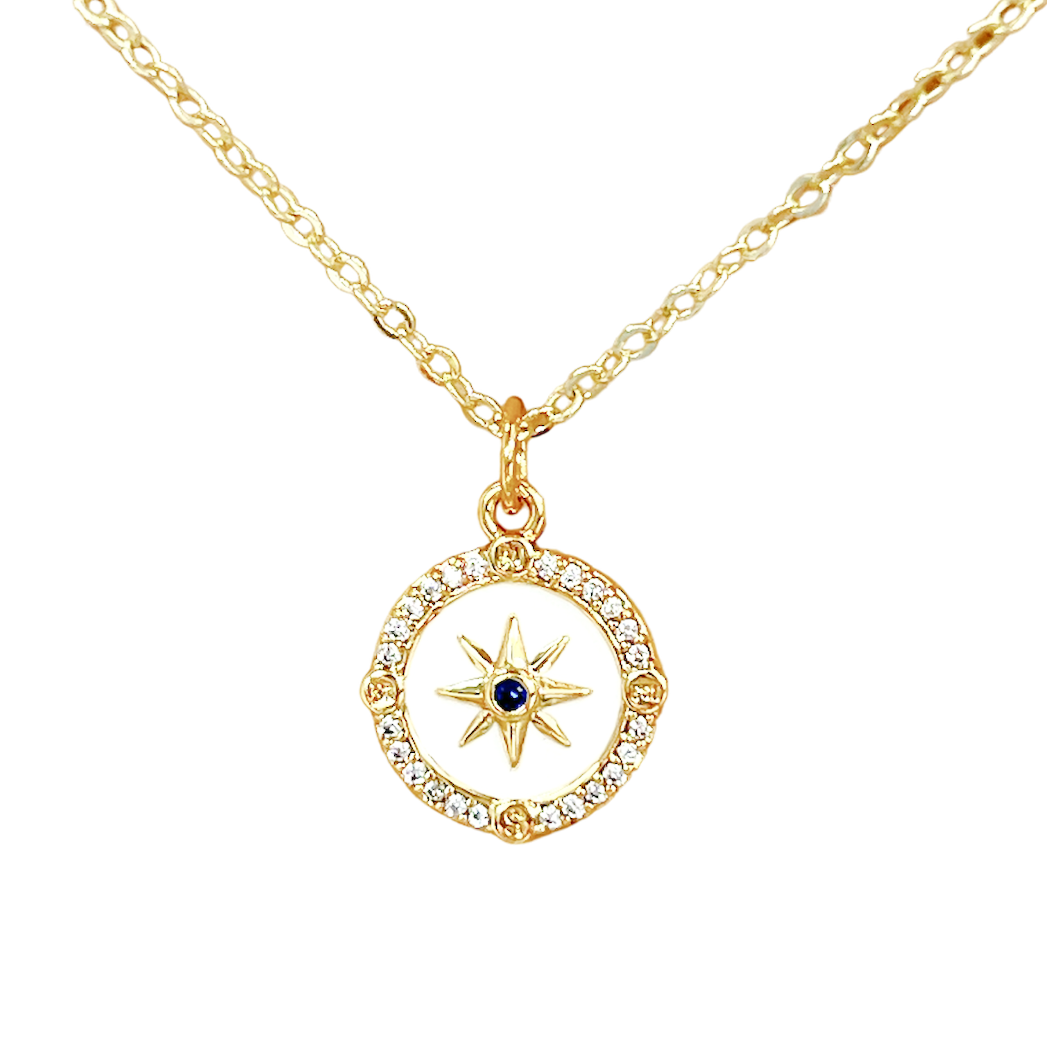 North Star Necklace Gold Coin Celestial Star Pendant Dainty Jewelry