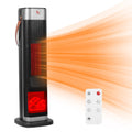 1500W Oscillating Ceramic Tower Space Heater with 3D Flame Portable Electric Heater with 3 Wind Modes 59-104℉Heating Remote Control 12H Timer Overheat