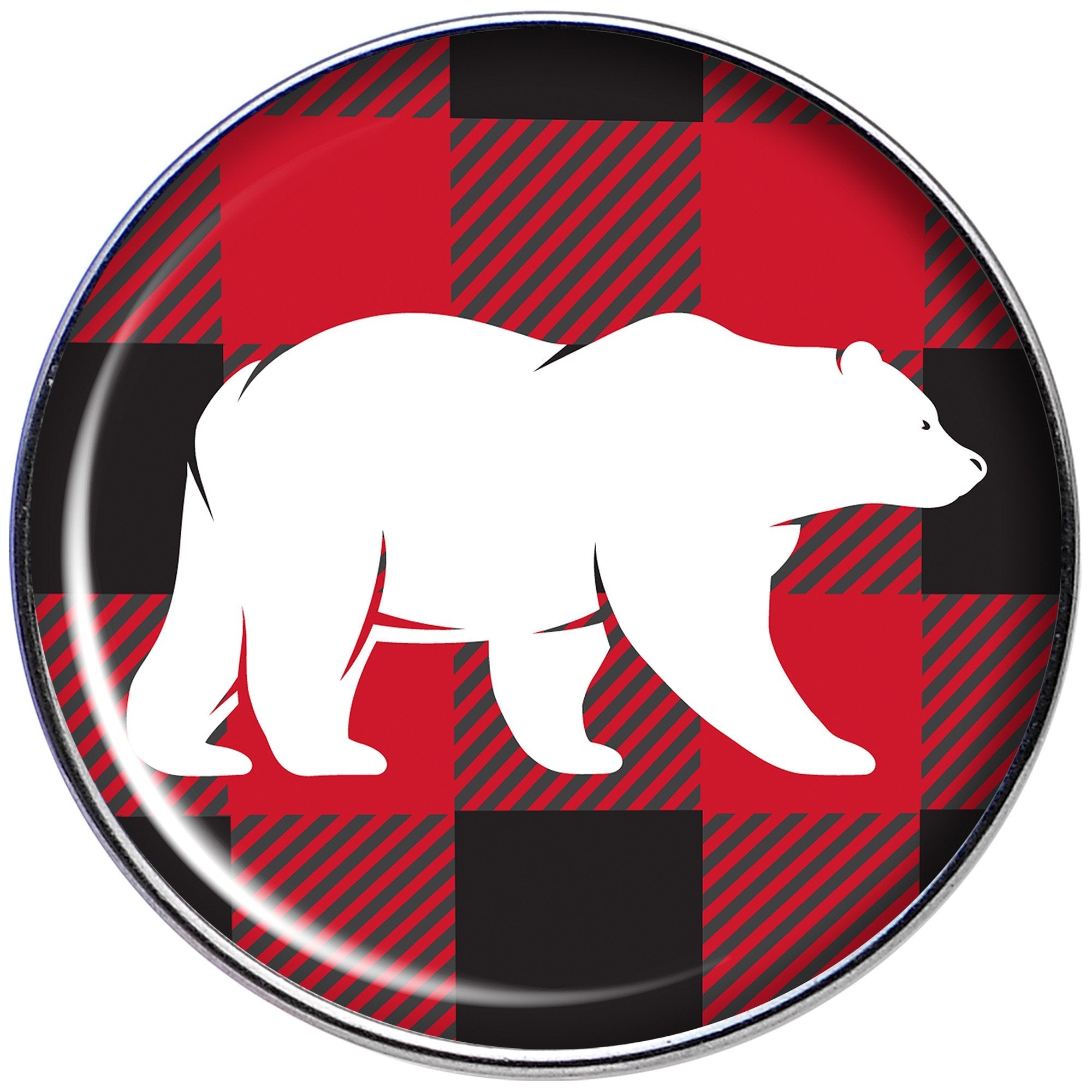 16G 1/4 Red Black Plaid Polar Bear Tragus Cartilage Earring
