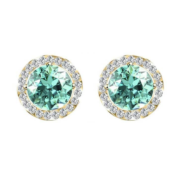 S925 Multicolor Moissanite Round Halo Stud Earrings with Threaded Needle, 8 Color Options, 0.1-3ct D-Grade VVS, Sterling Silver Jewelry for Men Women