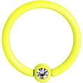 16G 3/8 Clear Gem Yellow Acrylic Over Steel Captive Ring