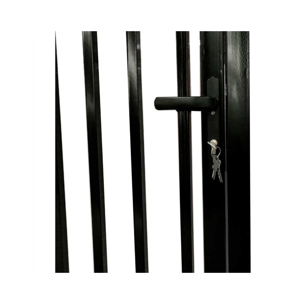 [12-18FT] Heavy-Duty Vienna-Style Steel Dual-Swing Driveway Gate With Built-In Pedestrian Door (SAK75103)