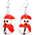 Silver Plated Bundled Up Christmas Snowman Fishhook Earrings