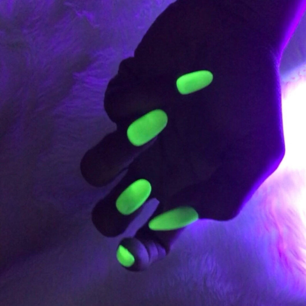 Almond Glow-in-the-Dark Neon Yellow Nails – Press-On Acrylic Nails for Parties, Festivals & Everyday Glam
