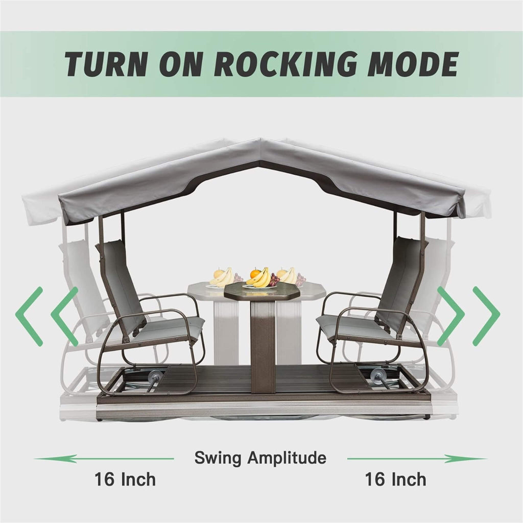 Alora 4-Seat Outdoor Aluminum Patio Swing Glider Bench With Canopy (SAK41726)