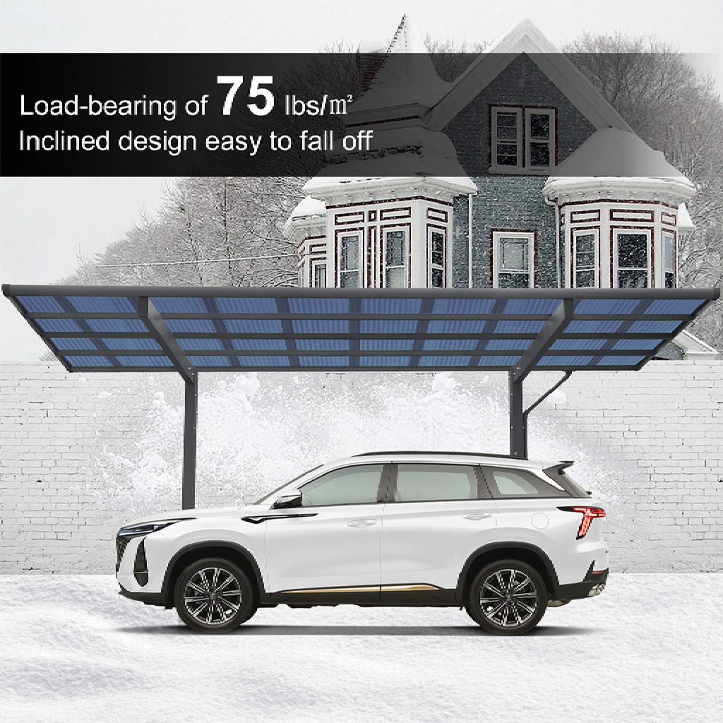 [10X17FT] Alora Extra-Large Heavy-Duty Outdoor Aluminum Single Side Carport With Galvanized Metal Roof (SAK31279)