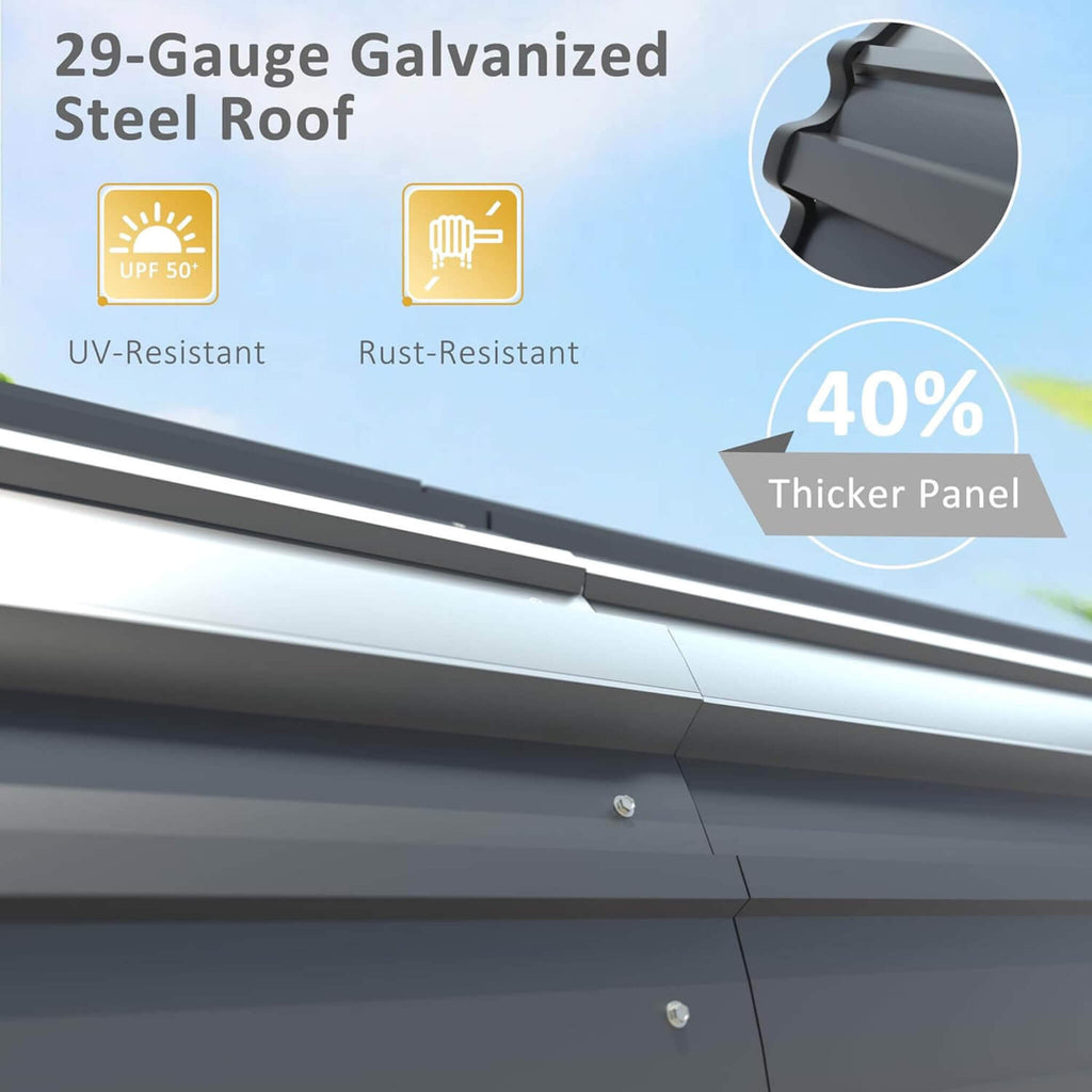 [20X20FT] Alora Heavy-Duty Extra-Large 2 Car Metal Carport Kit For Cars, Boats, And Trucks (SAK46135)
