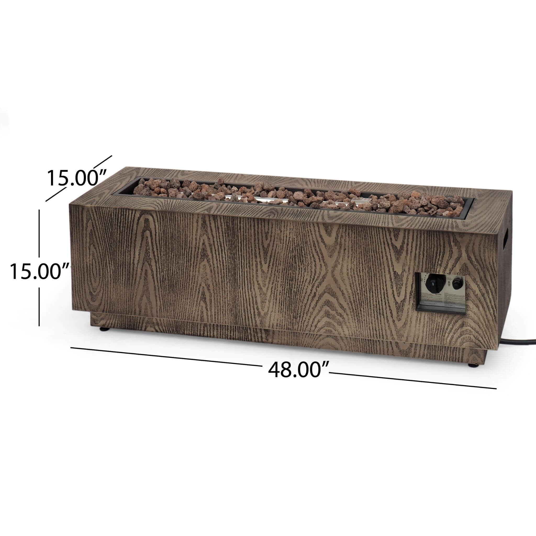 Alora 48-Inch Modern 50K BTU Outdoor Rectangular Propane Gas Fire Pit With Lava Rocks (SAK82521)